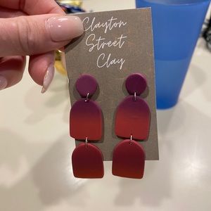 Maroon Ombré Drop Earrings